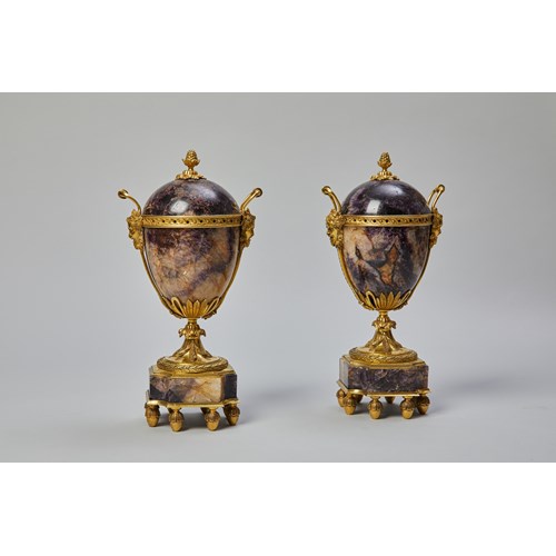 A Pair of gilt-bronze mounted Blue John Vases